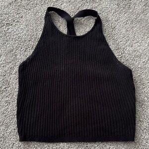 Black Ribbed Women's Top
